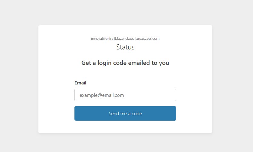Cloudflare Access login prompt shown when accessing /status without being allowlisted or providing a service token.